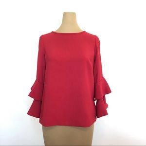 {J. Crew} Tiered Bell Sleeve Top